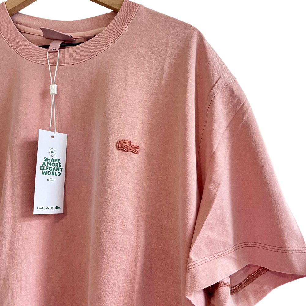 Lacoste Men's Organic Cotton Natural Dye T-Shirt US 4XL NWT Pink Retail $80 - Picture 3 of 9